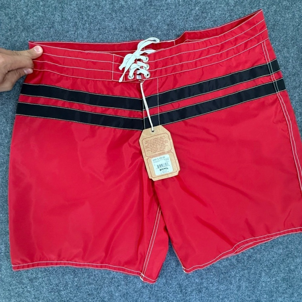 Birdwell Beach Britches 300 Comp Stripe Boardshorts Red Black Mens 40 NEW